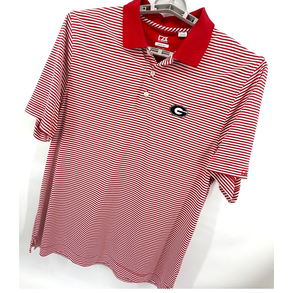Cutter & Buck Georgia Bulldogs Mens XL Polo Shirt Red Striped CB DryTec - Picture 9 of 11